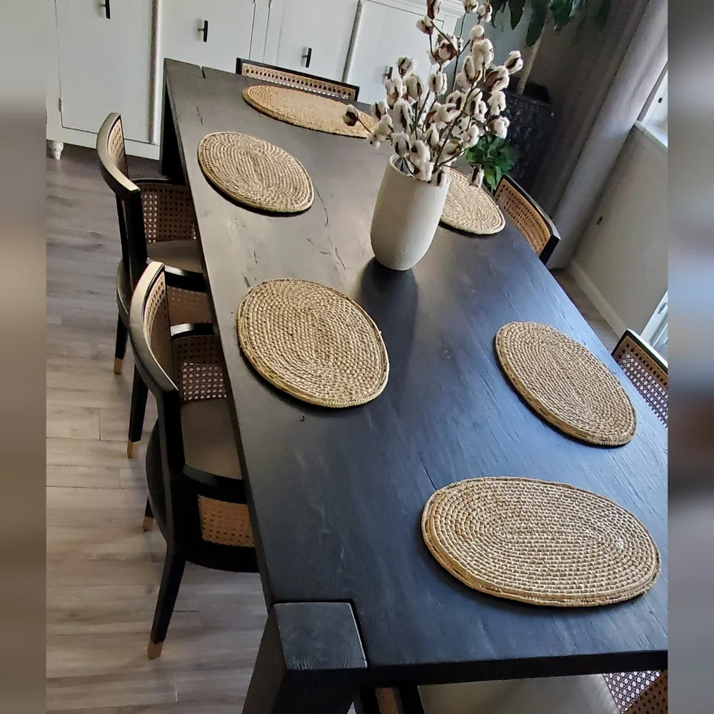 Boho 6 Thick Oval Woven Table Placemats, Natural, 12